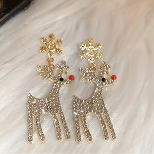 🆕 Cute Christmas Reindeer Dangle Earrings